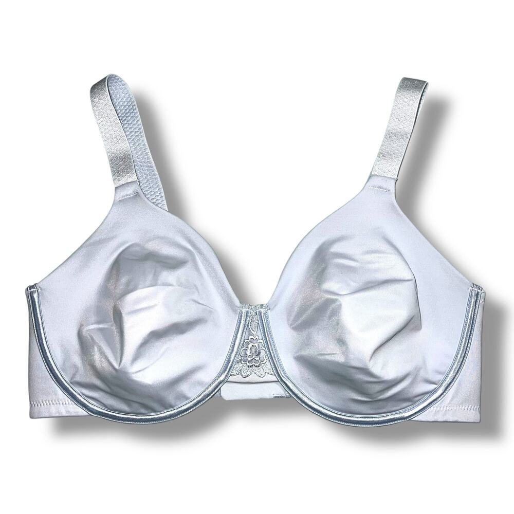 Vanity Fair Womens Underwire Bra Powder Blue Satin Unlined Wide Strap 38DD